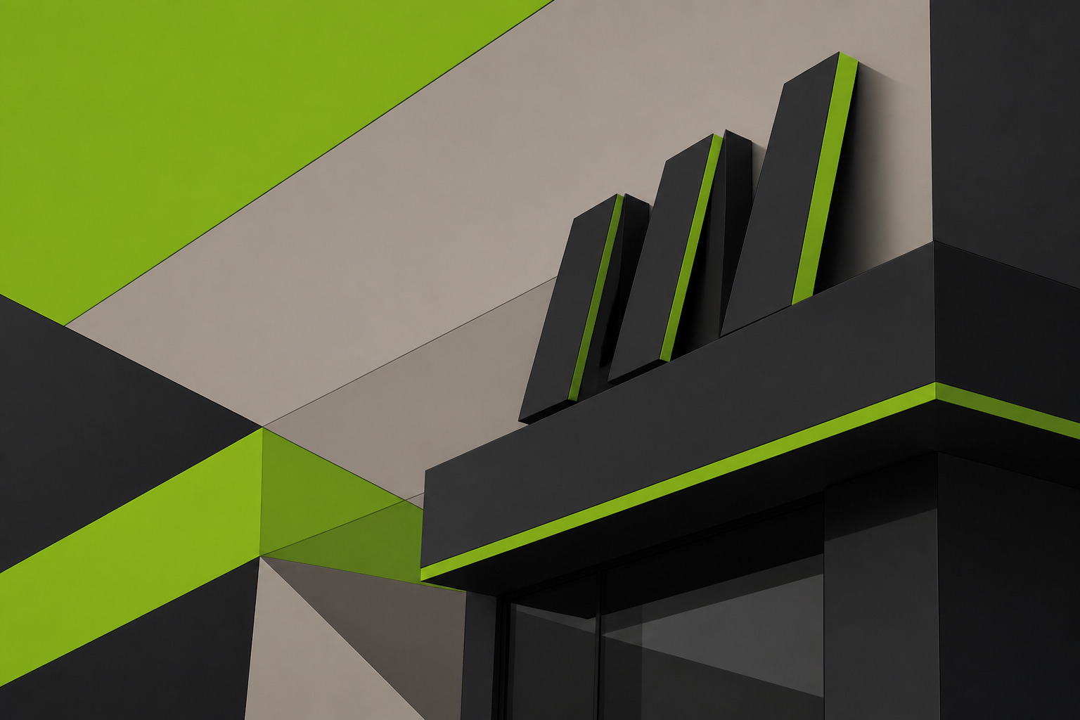 Geometric storefront and signage motif
